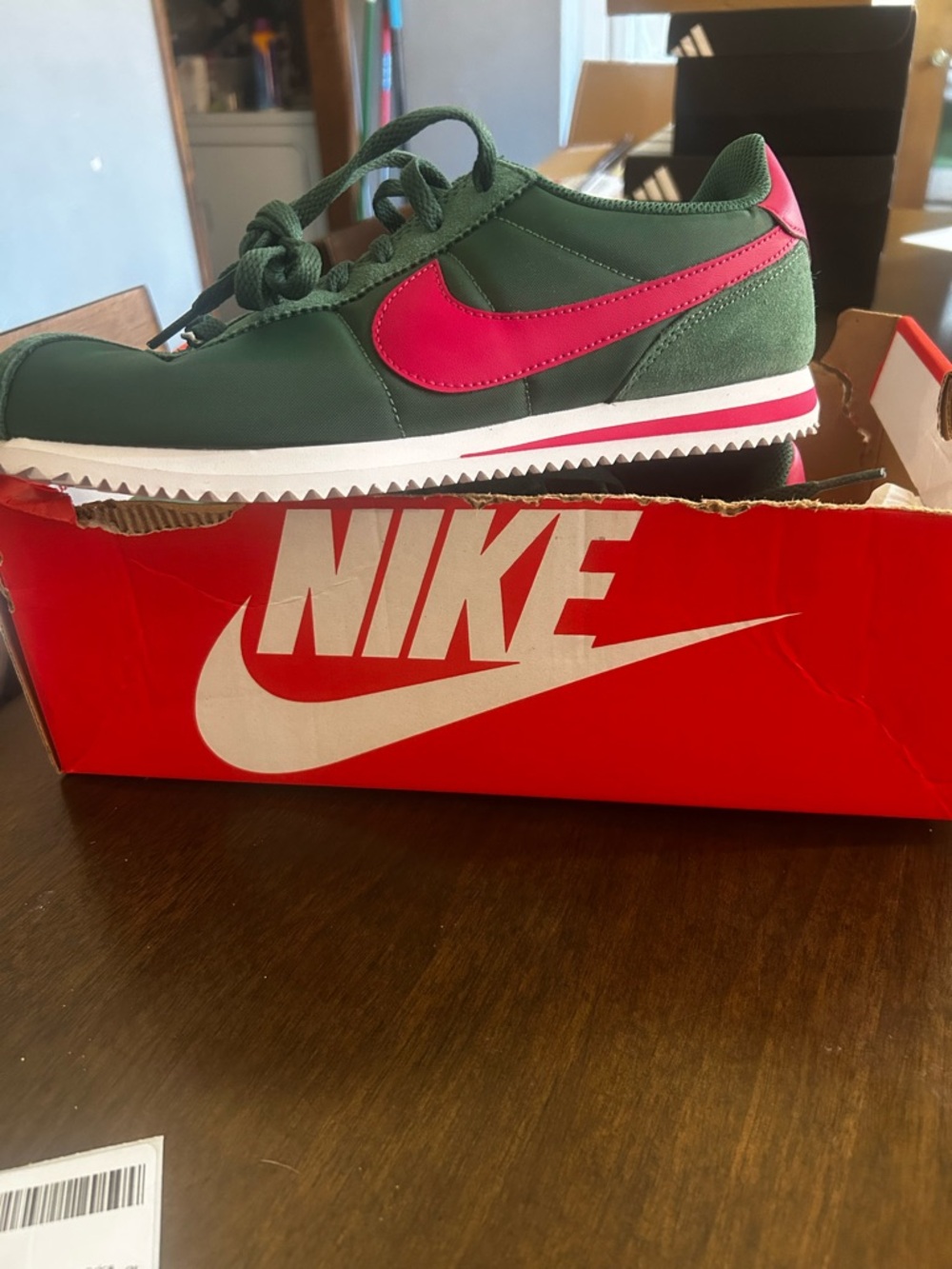 Nike Green and Pink Retro Cortez Runner